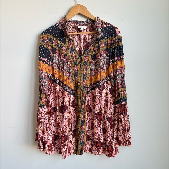 Umgee Mixed Paisley Bell Sleeve Boho Style Dress LARGE - Picture 5 of 12